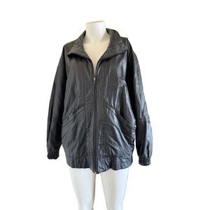 Anne-Gee women’s black leather jacket Large motorcycle biker 90s